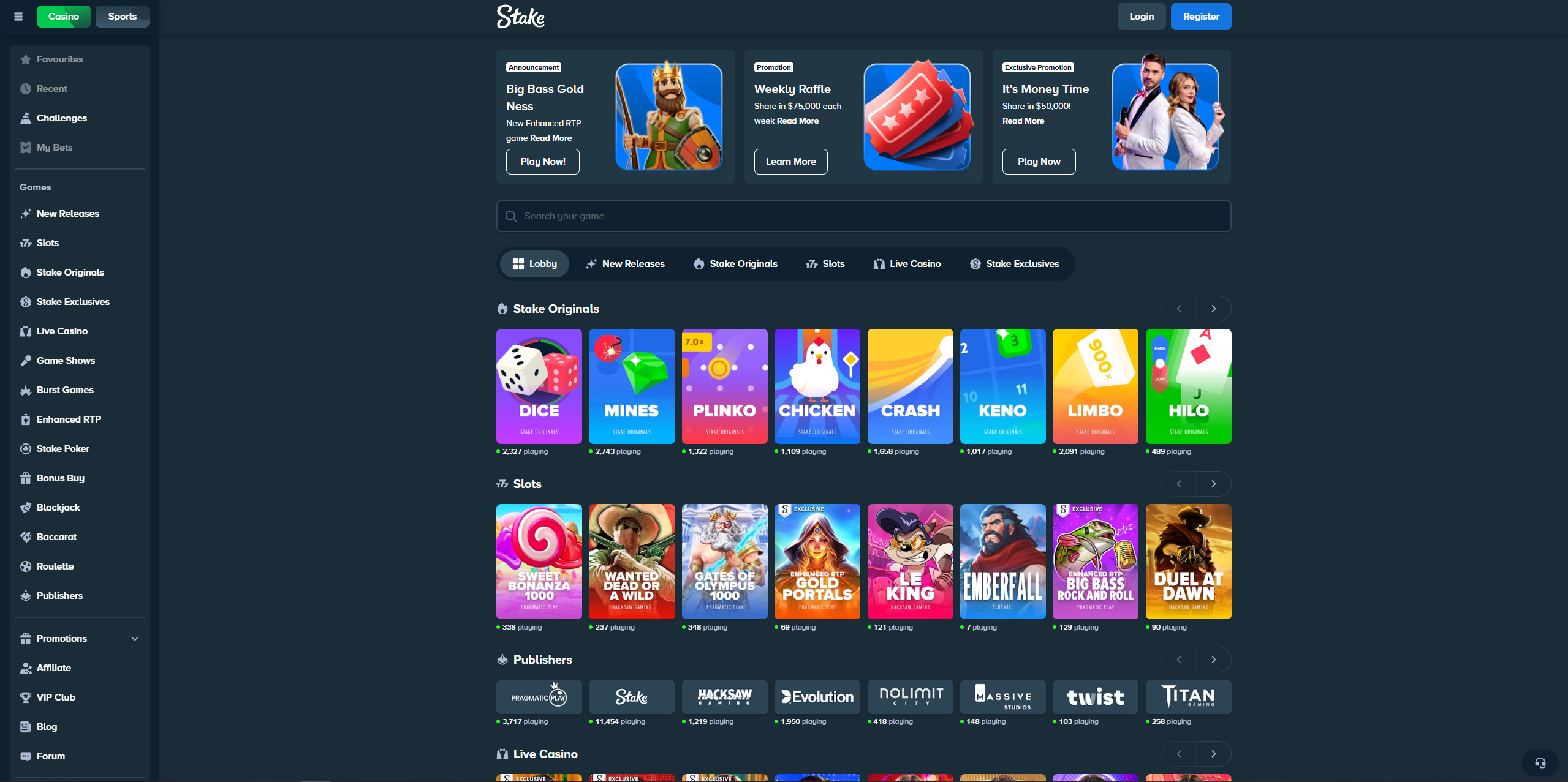 Stake.com casino interface screenshot